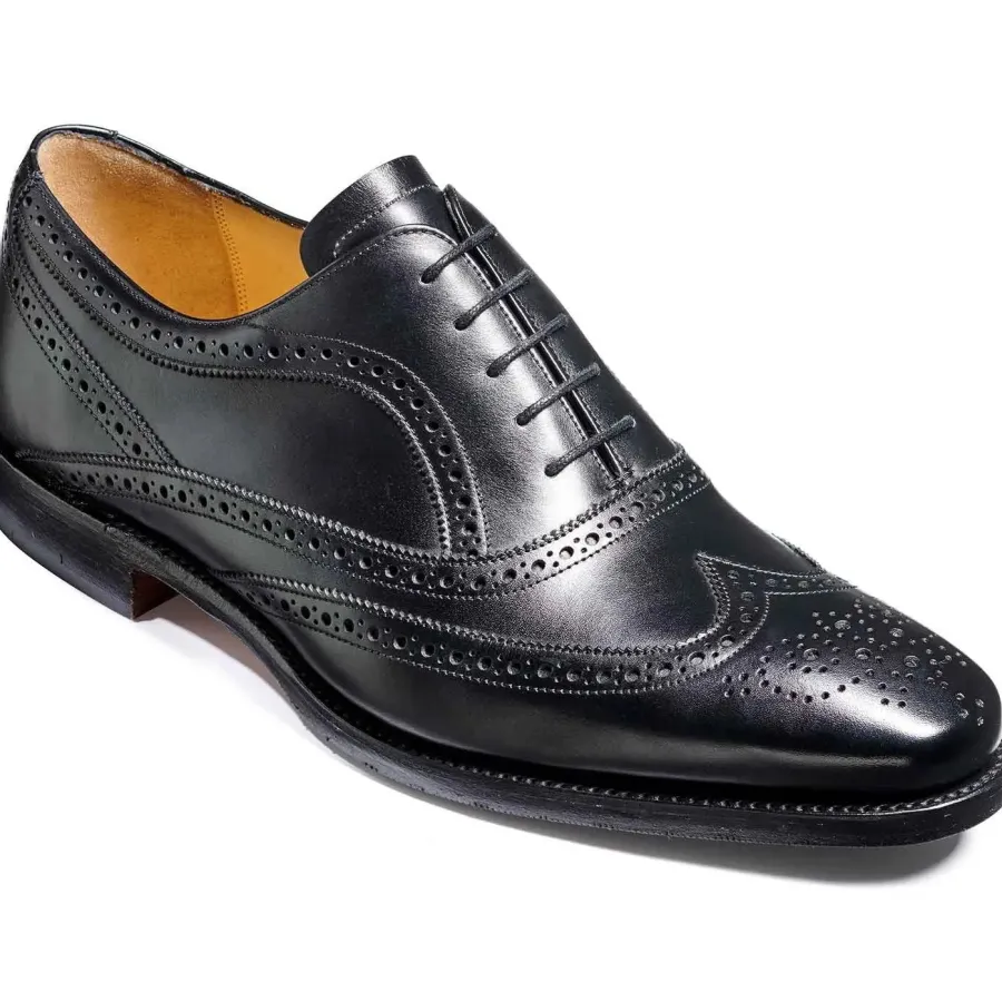 Barker Shoes BARKER Turing Shoes - Mens Oxford Brogue Shoes - Black Calf
