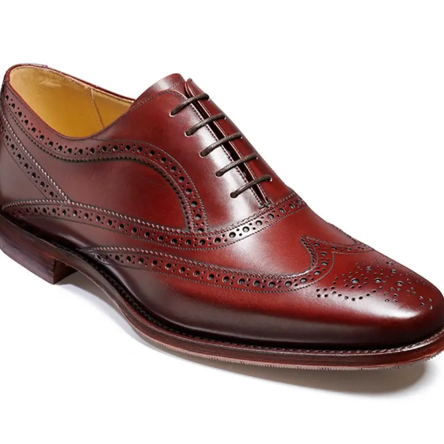 Barker Shoes BARKER Turing Shoes - Mens Oxford Brogue Shoes - Cherry Calf