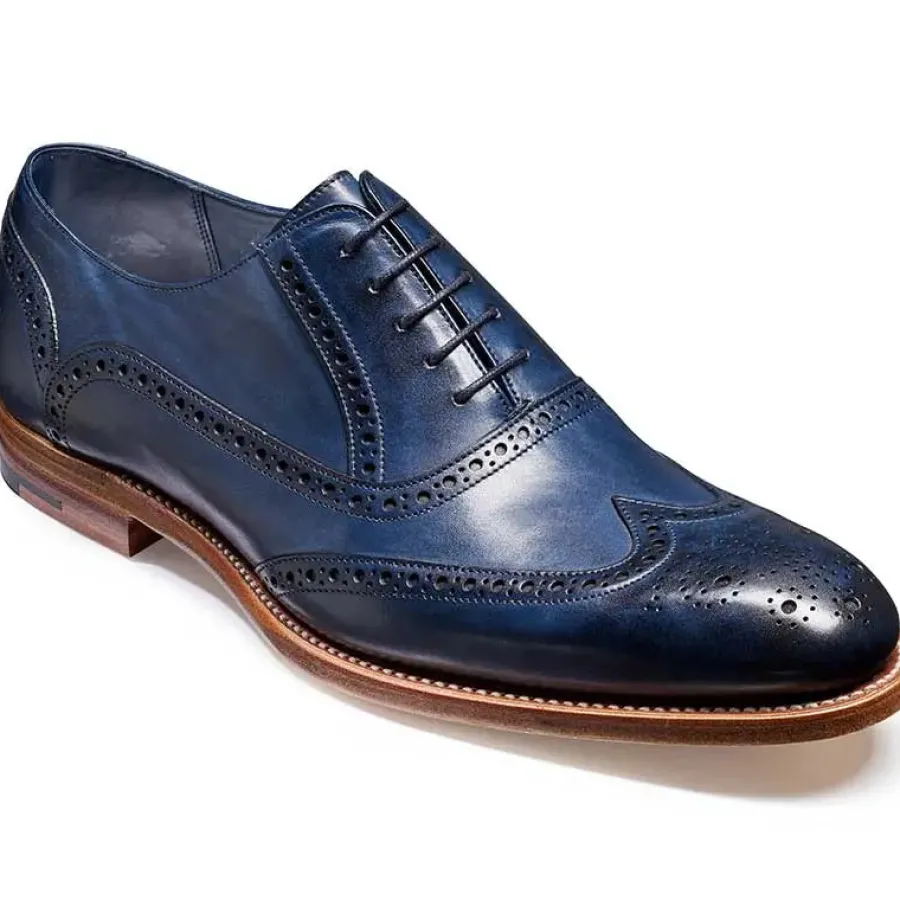 Barker Shoes BARKER Valiant Shoes - Mens Brogue - Navy Hand Painted