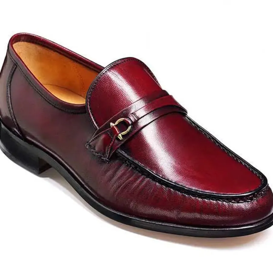 Barker Shoes BARKER Wade Shoes - Mens Moccasins - Burgundy Kid