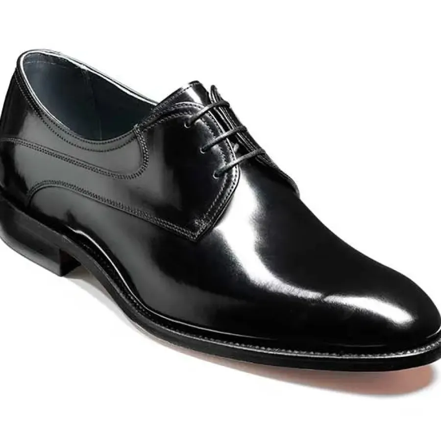 Barker Shoes BARKER Wickham Shoes - Mens Derby Style - Black Hi-Shine