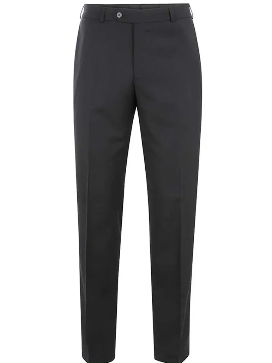 Bruhl Steward Plain Front Trousers - Classic Wool Mix Formal - Charcoa