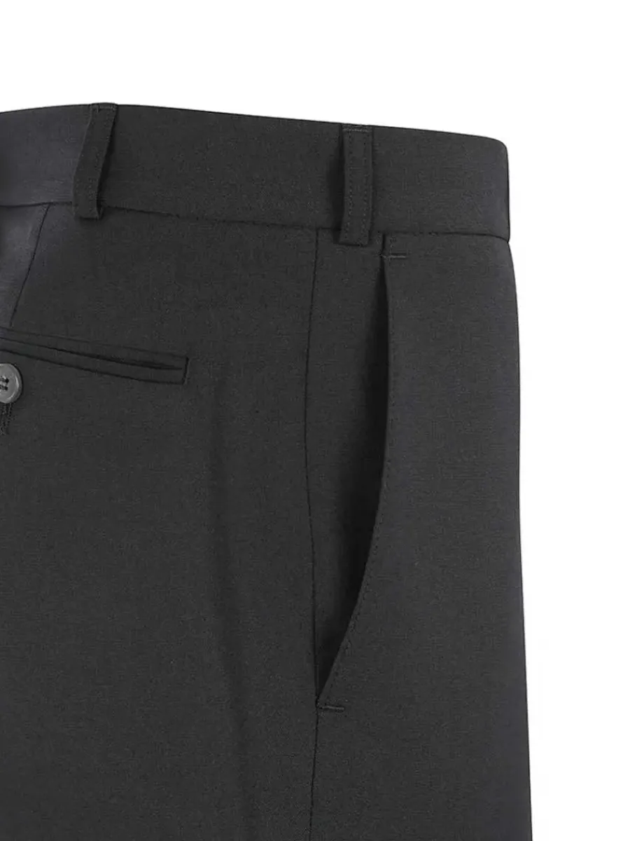 Bruhl Steward Plain Front Trousers - Classic Wool Mix Formal - Charcoa
