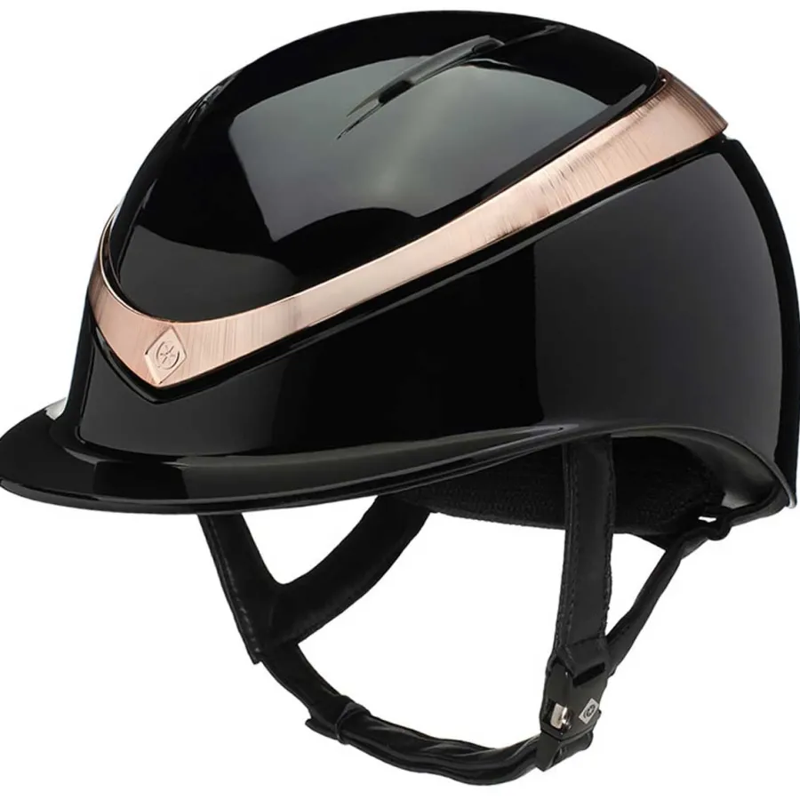 Charles Owen Halo Riding Hat - Gloss Black & Rose Gold