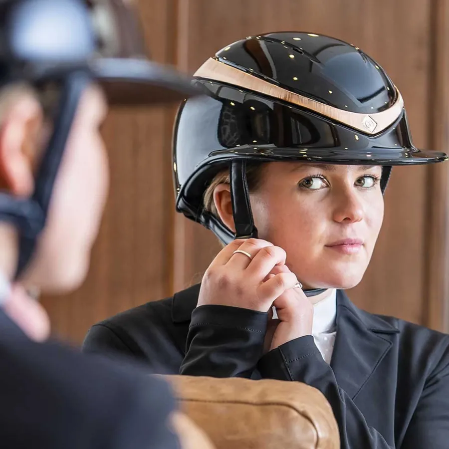 Charles Owen Halo Riding Hat - Gloss Black & Rose Gold