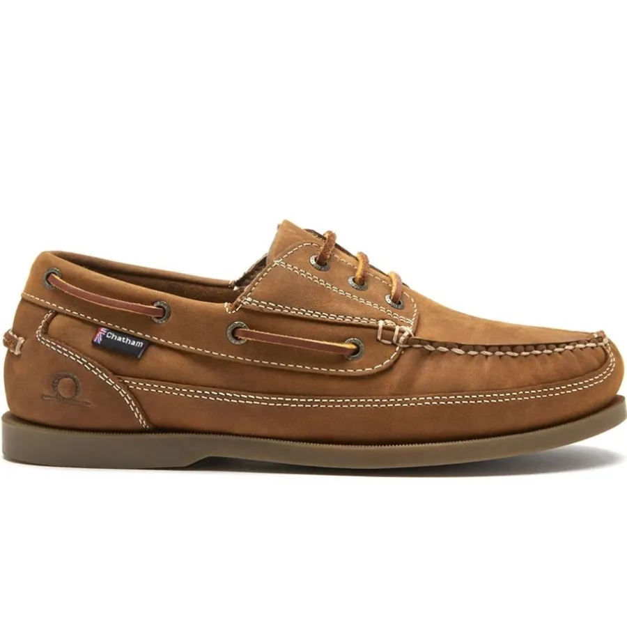 Chatham Mens Rockwell G2 Wide Fit Leather Boat Shoes - Walnut