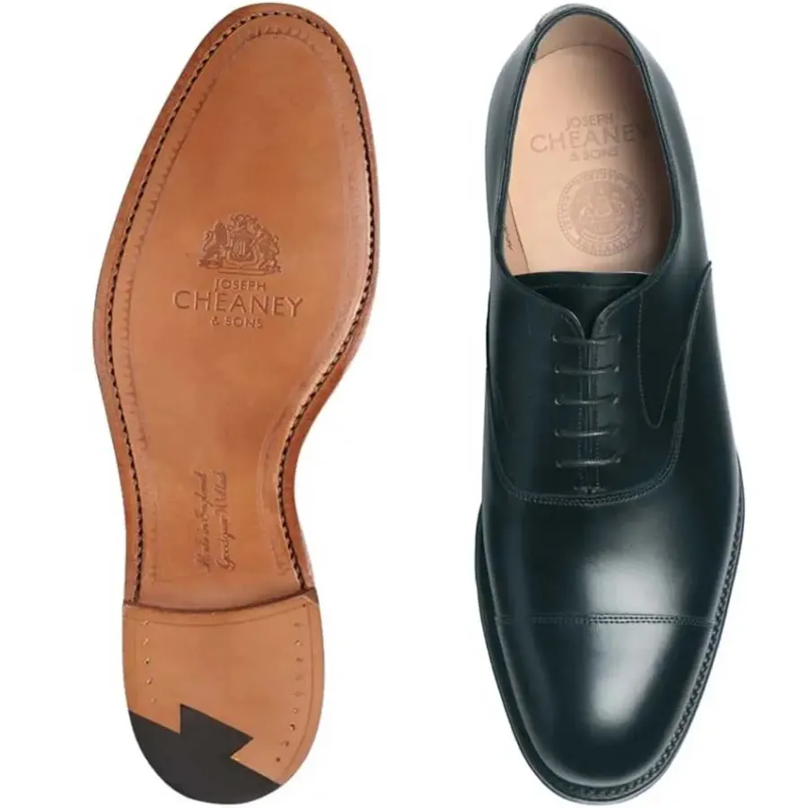 cheaney_alfred_shoes__men_1.webp Cheaney Shoes CHEANEY Alfred Shoes - Mens Leather Sole - Black Calf