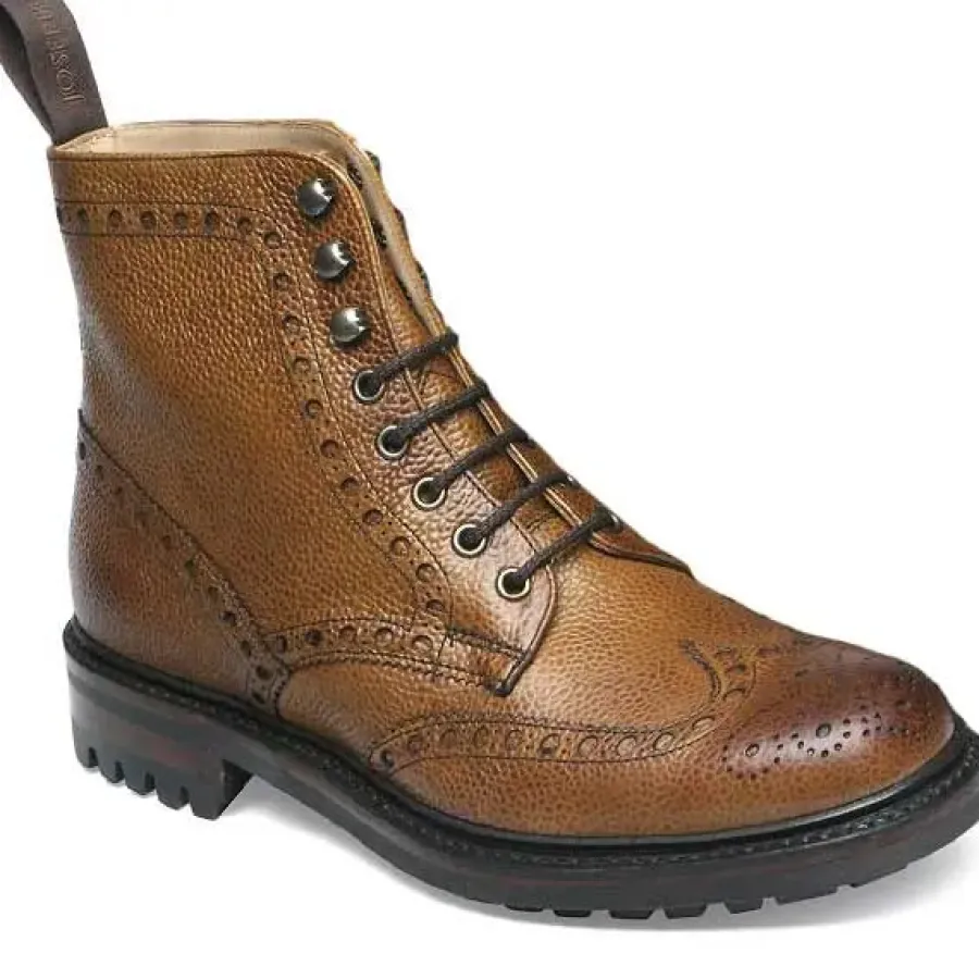 Cheaney Shoes CHEANEY Tweed C Brogue Boots - Mens - Almond Grain