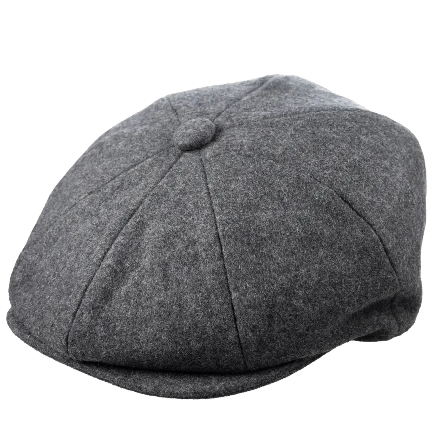 Christys ' 8 Piece Baker Boy Melton Wool Flat Cap - Charcoal Mix