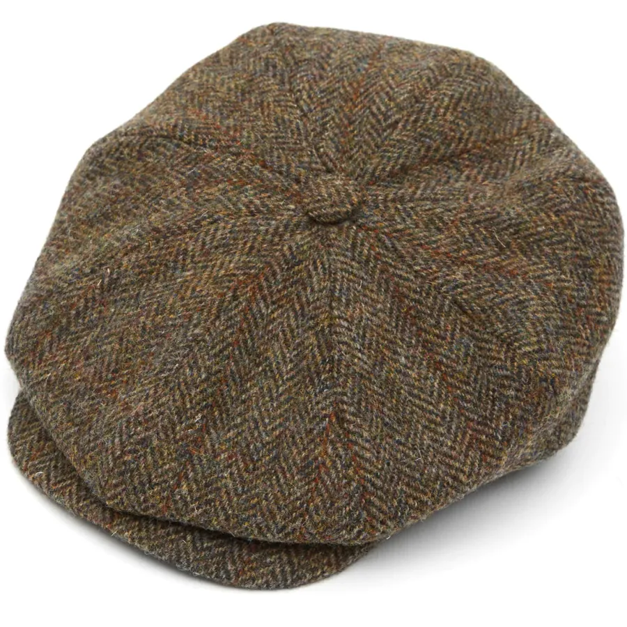 Christys ' 8 Piece Baker Boy Melton Wool Flat Cap - Harris Tweed C001