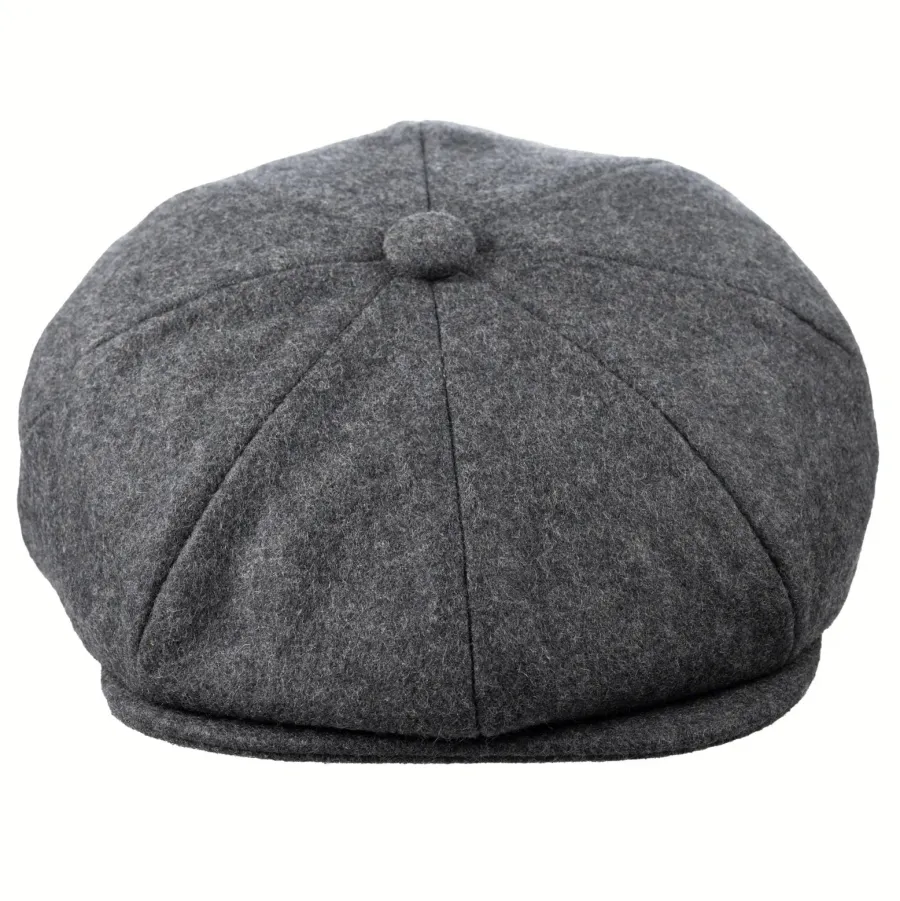 Christys ' 8 Piece Baker Boy Melton Wool Flat Cap - Charcoal Mix