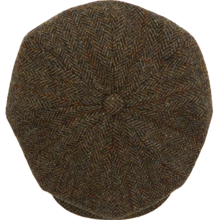 christys__piece_baker_boy_2-3.webp Christys ' 8 Piece Baker Boy Melton Wool Flat Cap - Harris Tweed C001