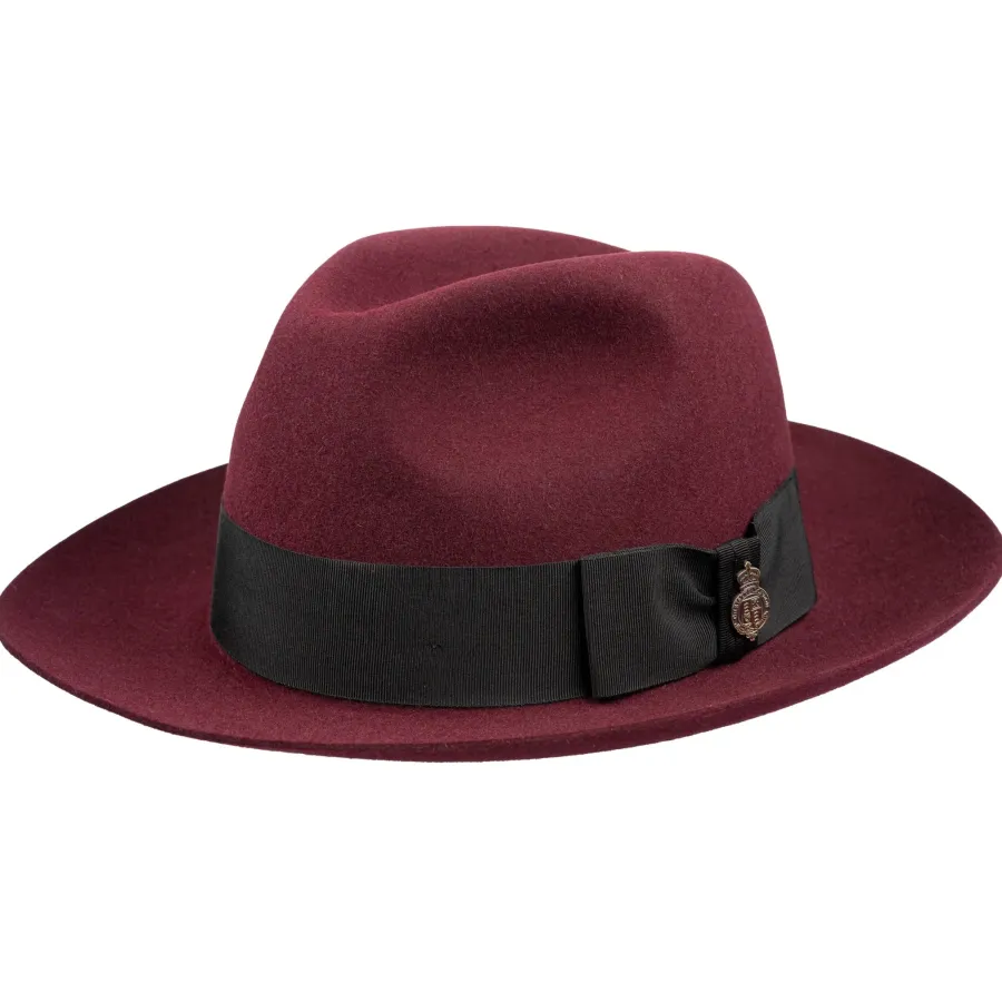 Christys ' Classic Fur Felt Fedora Hat - Red Wine