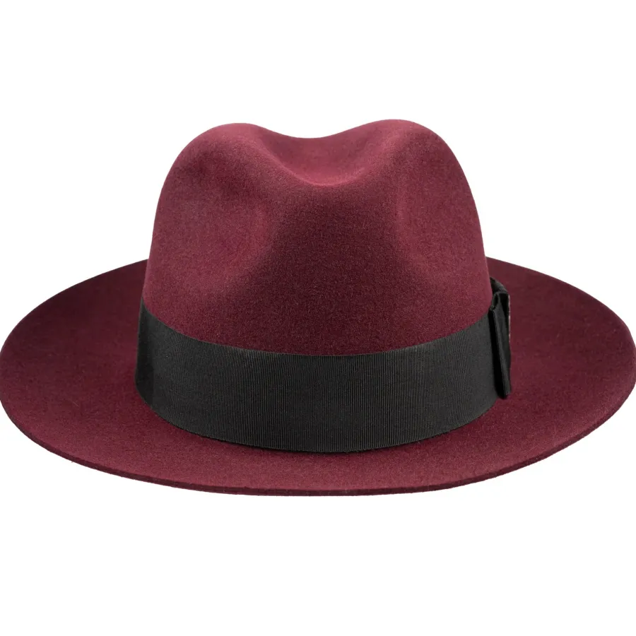 Christys ' Classic Fur Felt Fedora Hat - Red Wine