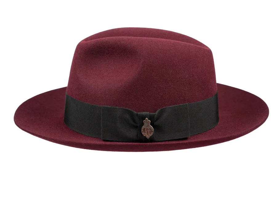 christys_classic_fur_felt_3-2.webp Christys ' Classic Fur Felt Fedora Hat - Red Wine