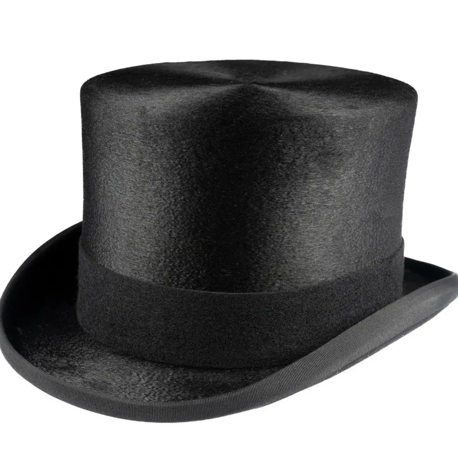 Christys ' Luxury Fur Felt Melusine Top Hat - Antique Silk Look - Black