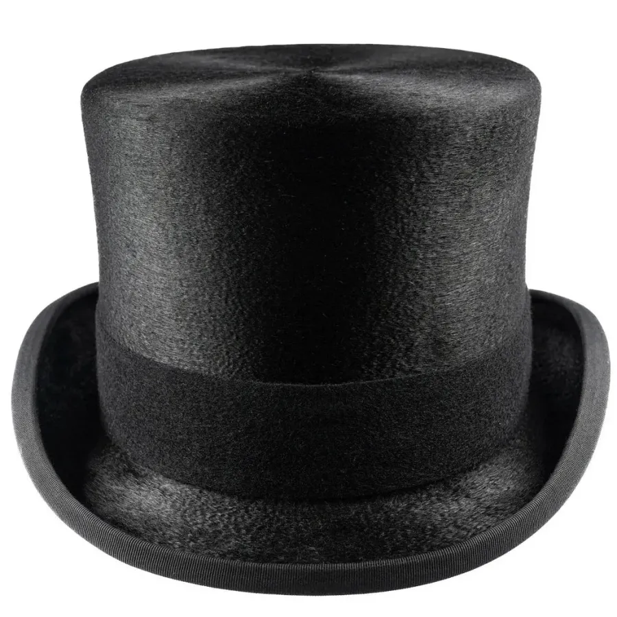 christys_luxury_fur_felt__2.webp Christys ' Luxury Fur Felt Melusine Top Hat - Antique Silk Look - Black