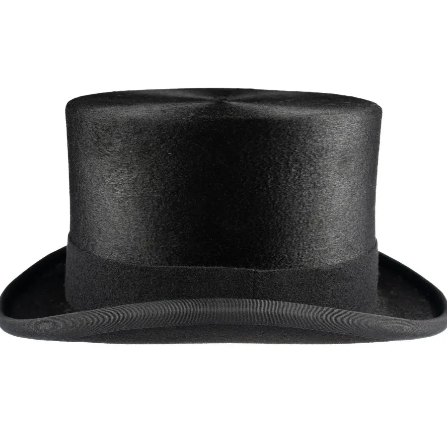 christys_luxury_fur_felt__3.webp Christys ' Luxury Fur Felt Melusine Top Hat - Antique Silk Look - Black