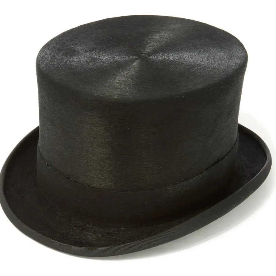 christys_luxury_fur_felt__4.webp Christys ' Luxury Fur Felt Melusine Top Hat - Antique Silk Look - Black