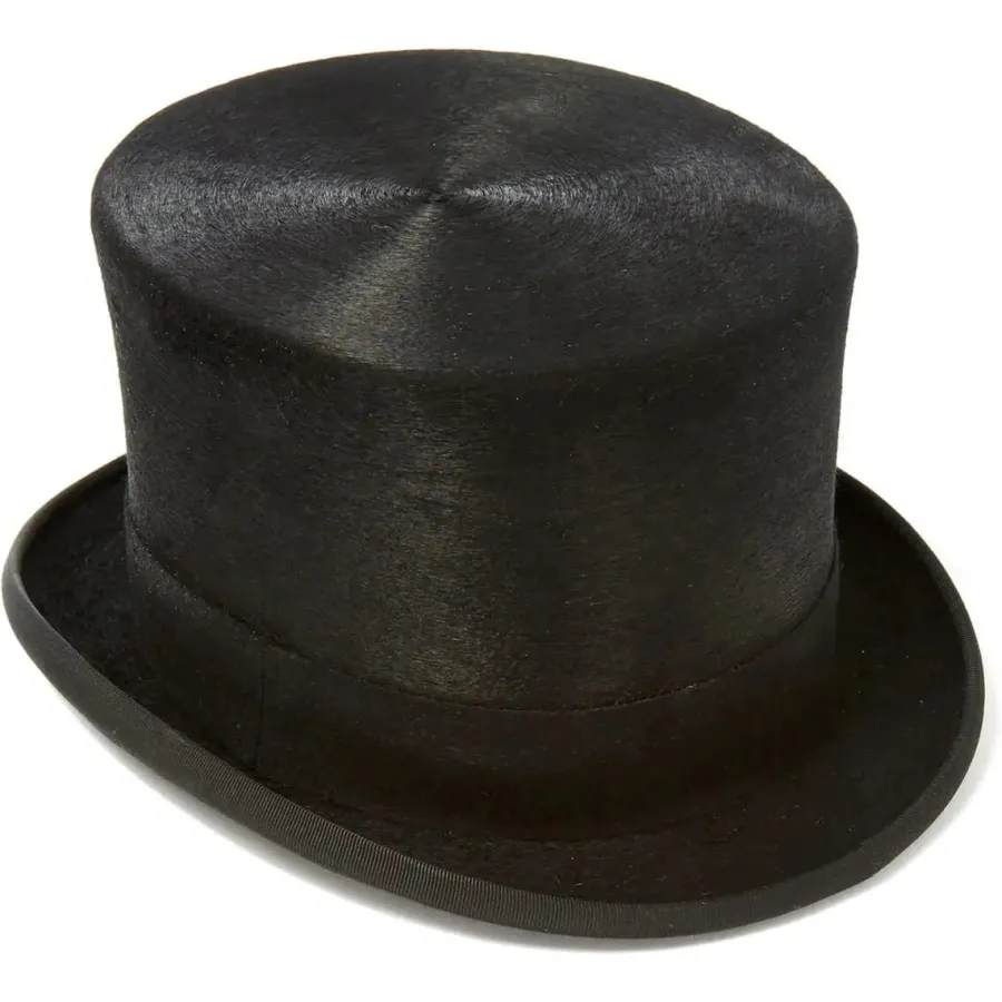 christys_luxury_fur_felt__5.webp Christys ' Luxury Fur Felt Melusine Top Hat - Antique Silk Look - Black