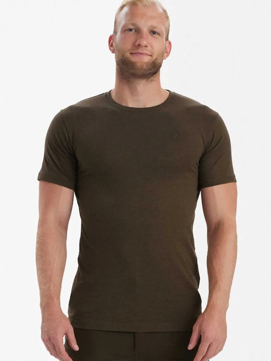 Deerhunter Basic T-Shirt 2 Pack - Mens - Brown Leaf Melange