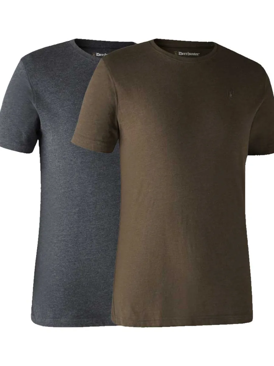 deerhunter_basic_tshirt___2-1.webp Deerhunter Basic T-Shirt 2 Pack - Mens - Brown Leaf Melange