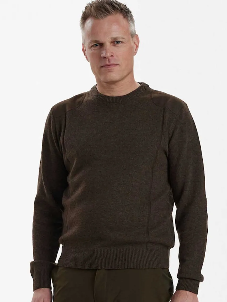 Deerhunter Kingston Knit O-Neck Jumper - Mens - Dark Elm
