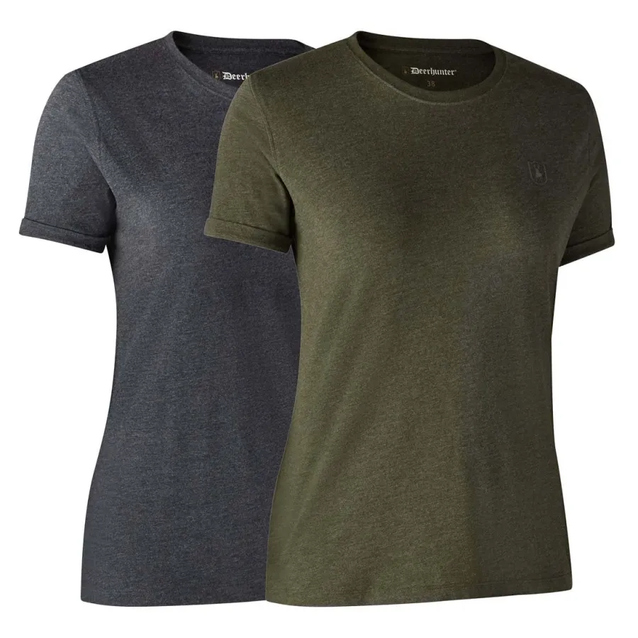 deerhunter_ladies_basic_t_2-1.webp Women Deerhunter Ladies Basic T-Shirt 2 Pack - Adventure Green Melange