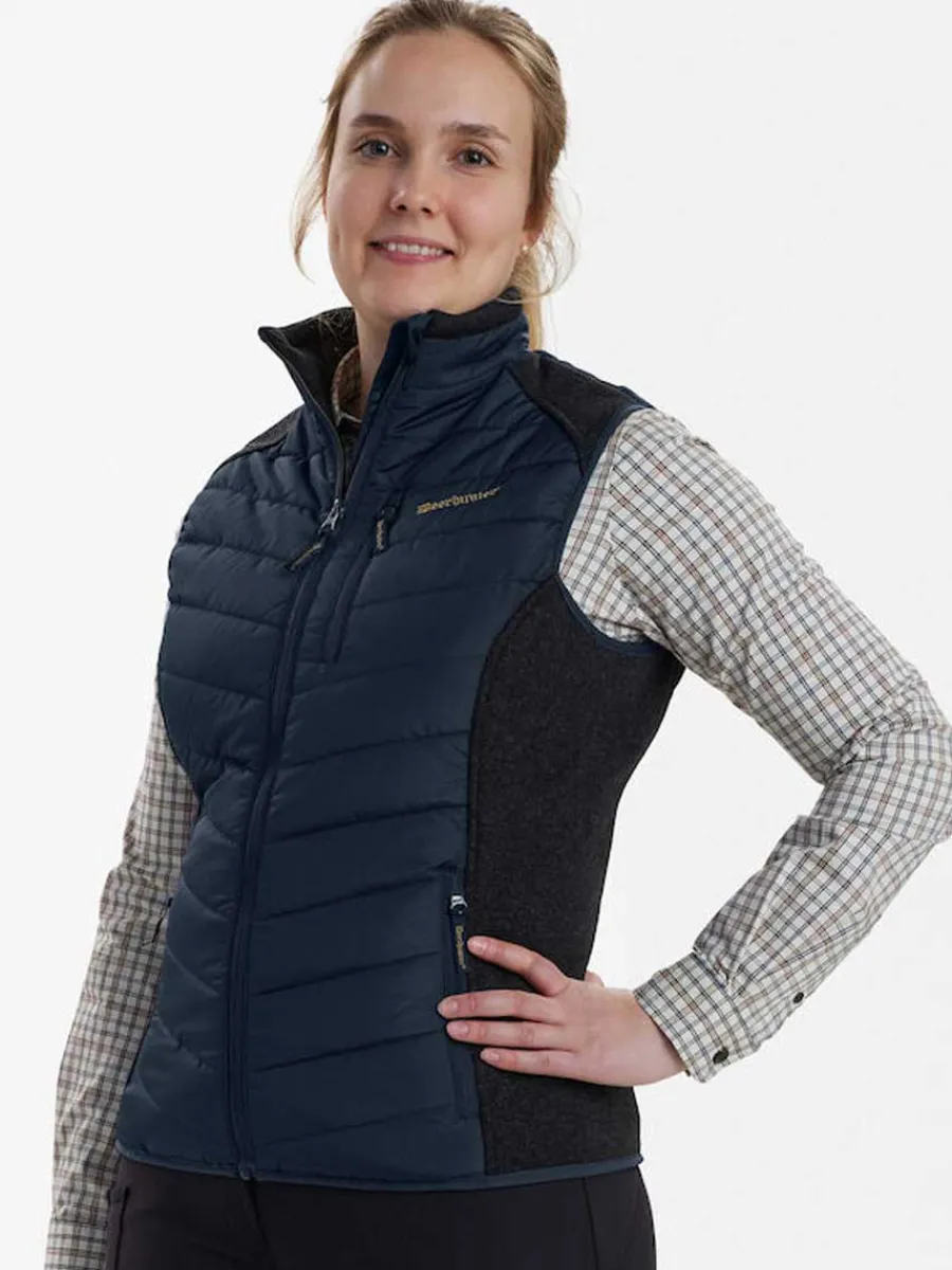 Women Deerhunter Lady Caroline Padded Waistcoat with Knit - Dark Blue