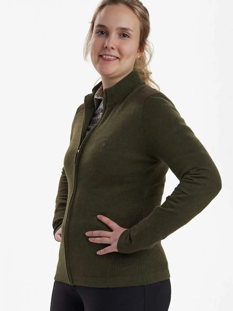 Women Deerhunter Lady Darlington Knit Cardigan - Green Melange