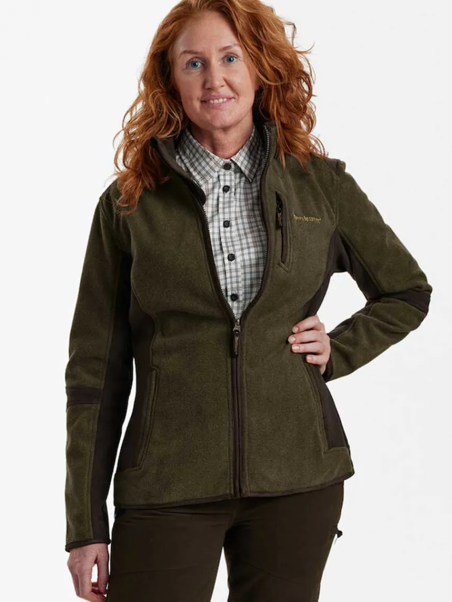 Women Deerhunter Lady Pam Bonded Fleece Jacket - Graphite Green