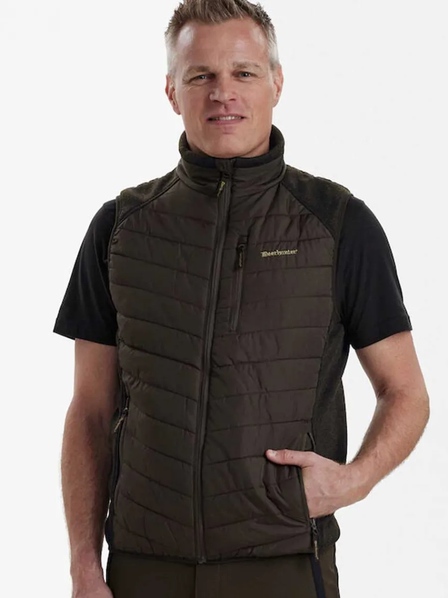 Deerhunter Moor Padded Waistcoat w.Knit - Mens - Brown Leaf