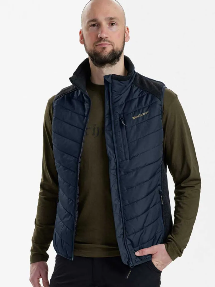 Deerhunter Moor Padded Waistcoat w.Knit - Mens - Dark Blue