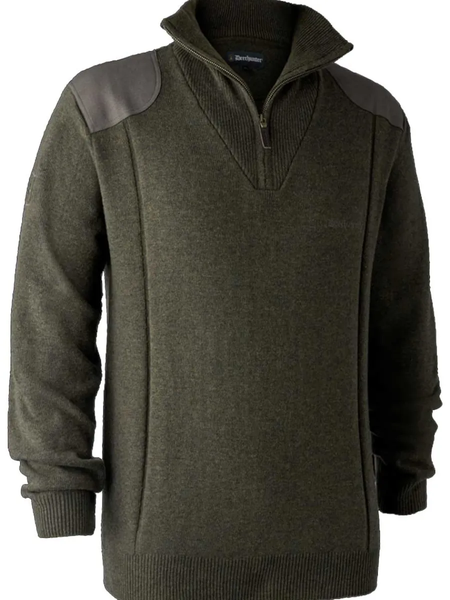 deerhunter_sheffield_knit_1-1.webp Deerhunter Sheffield Knit Zip-Neck Jumper - Mens - Green Melange