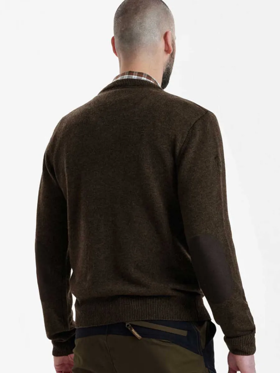 Deerhunter Sheffield Knit V-Neck Jumper - Mens - Dark Elm