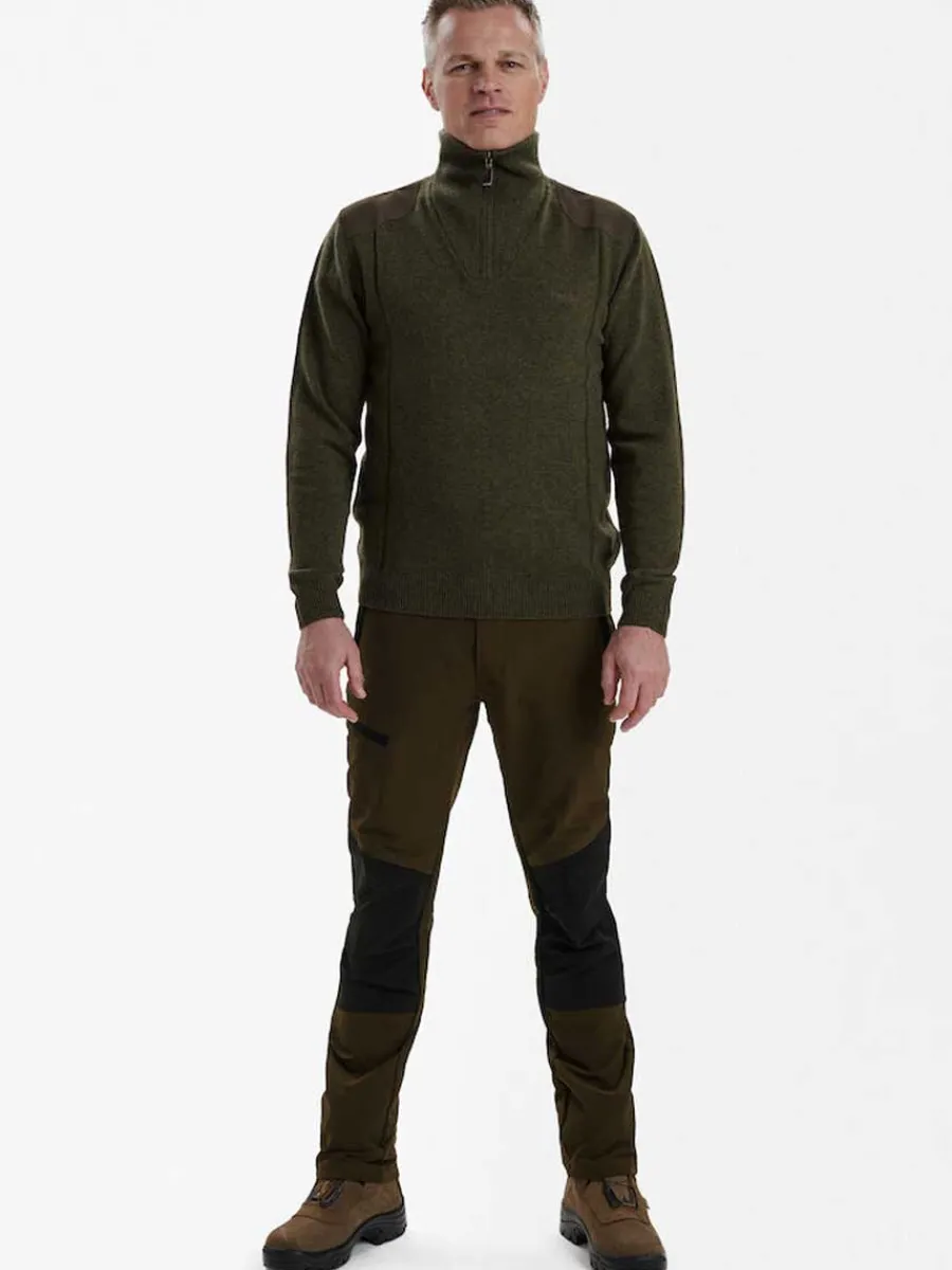 deerhunter_sheffield_knit_3-1.webp Deerhunter Sheffield Knit Zip-Neck Jumper - Mens - Green Melange