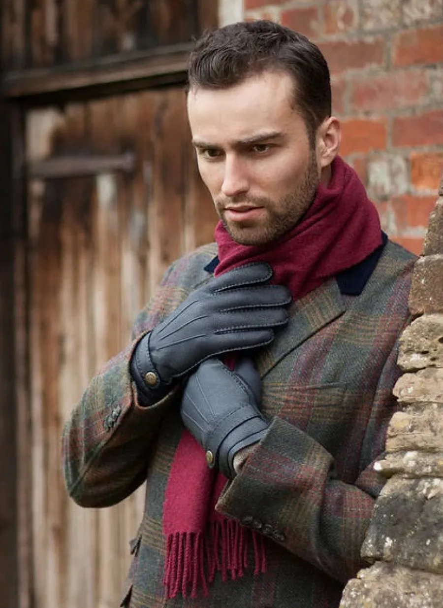 Dents Gloucester Cashmere-Lined Deerskin Leather Gloves with Cashmere