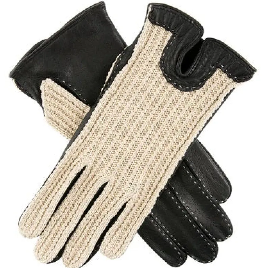 Women Dents Kelly Crochet Back Leather Driving Gloves - Women's - Neutral &