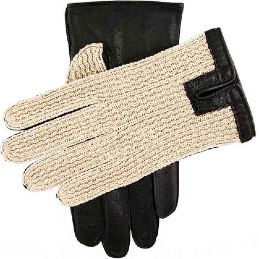 Dents Lancaster Crochet Back Leather Driving Gloves - Mens - Neutral &