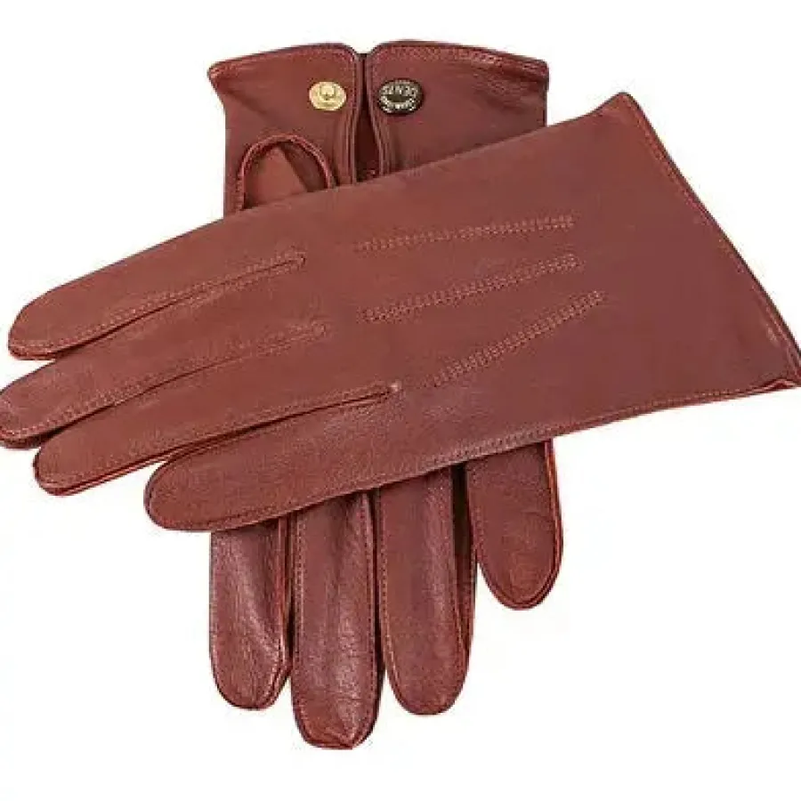 Dents Sandhurst Unlined Leather Officer's Gloves - Mens - English Tan