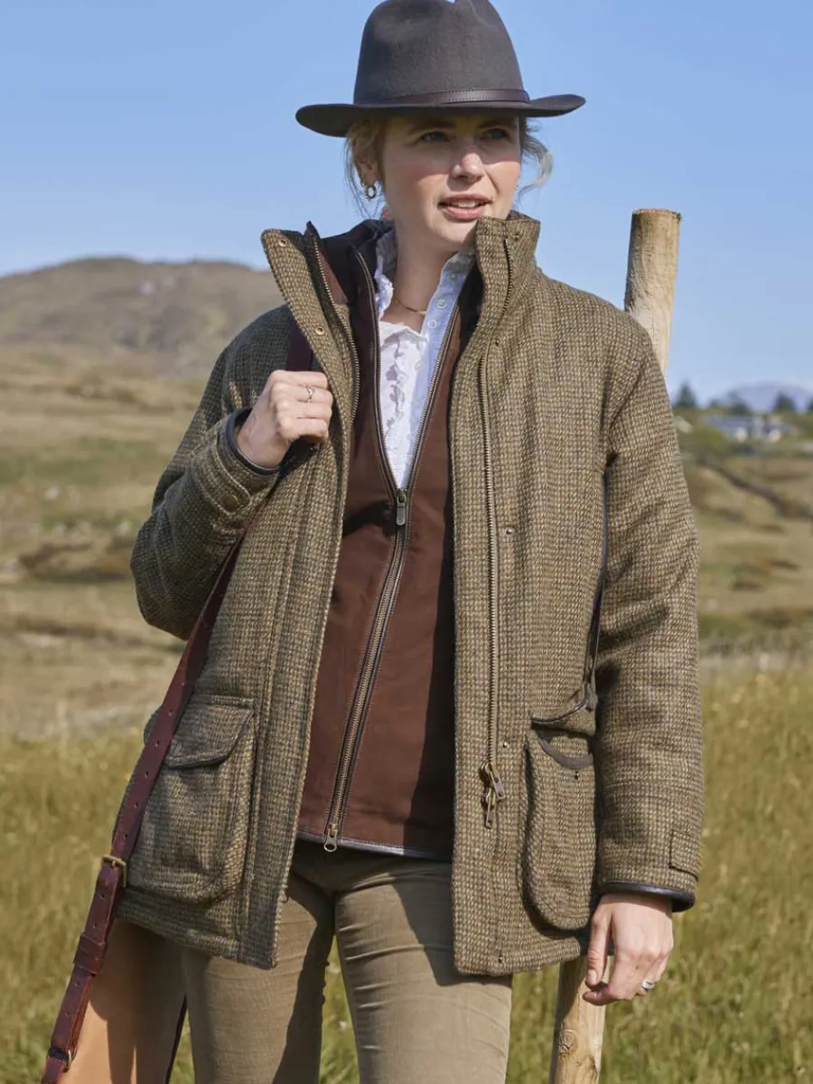 dubarry_ballynahinch_twee_1.webp Women Dubarry Ballynahinch Tweed Shooting Jacket - Women's - Heath