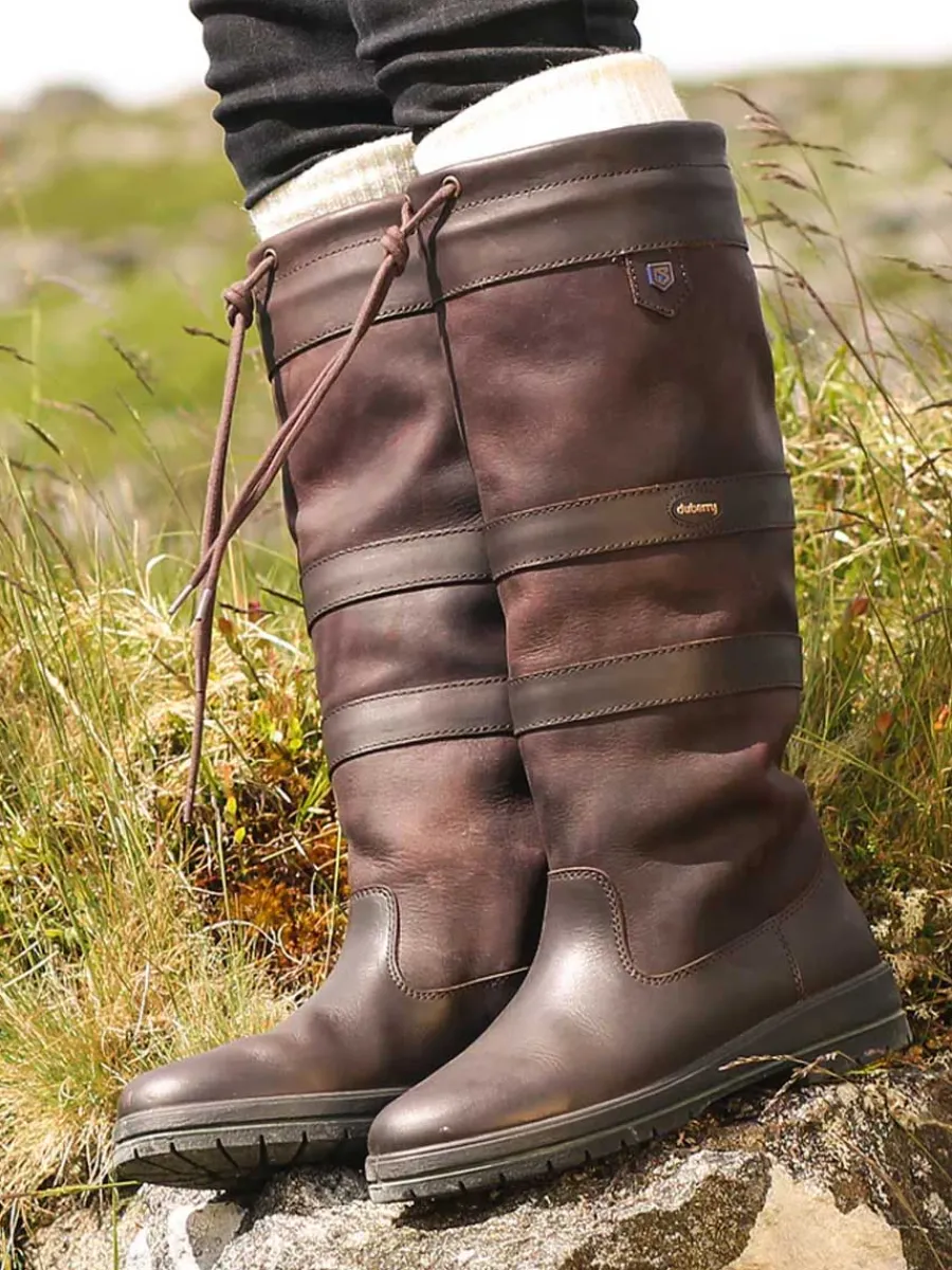 Women Dubarry Galway Waterproof Leather Country Boots - Mocha