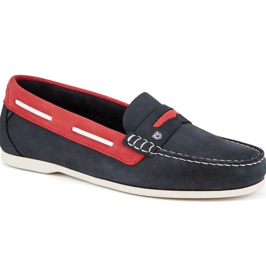 Women Dubarry Ladies Belize Deck Shoes - Denim & Red