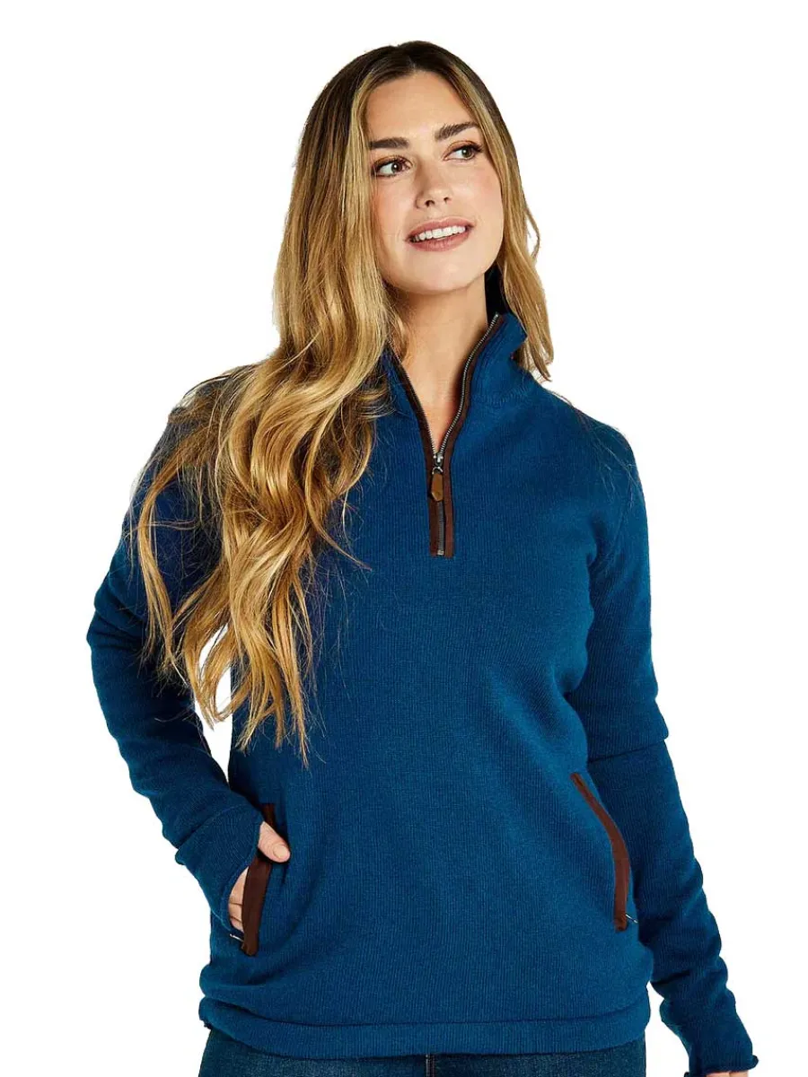Women Dubarry Morrisey Zip Neck Sweater - Women's - Peacock Blue
