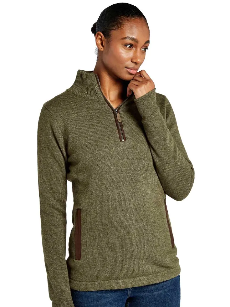 Women Dubarry Morrisey Zip Neck Sweater - Women's - Dusky Green