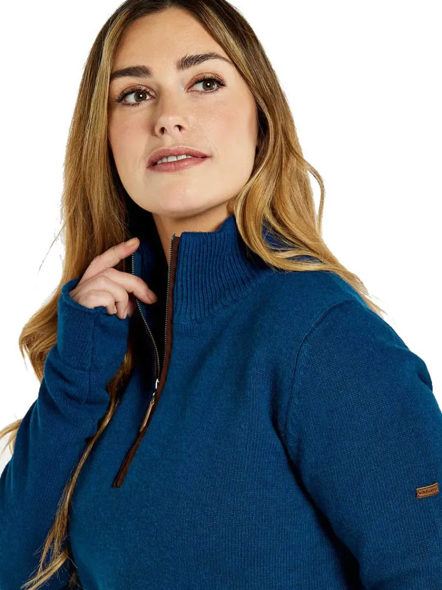 dubarry_morrisey_zip_neck_1-1.webp Women Dubarry Morrisey Zip Neck Sweater - Women's - Peacock Blue