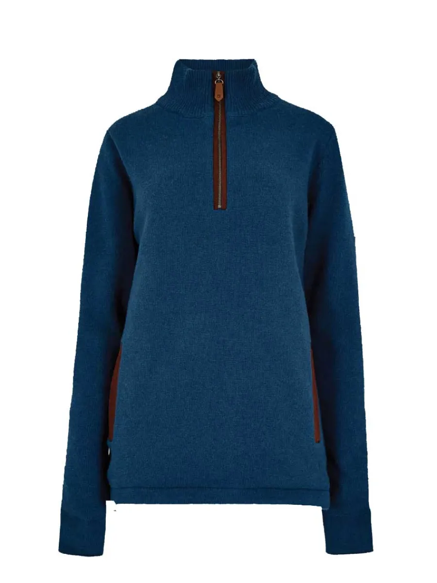 dubarry_morrisey_zip_neck_2-1.webp Women Dubarry Morrisey Zip Neck Sweater - Women's - Peacock Blue