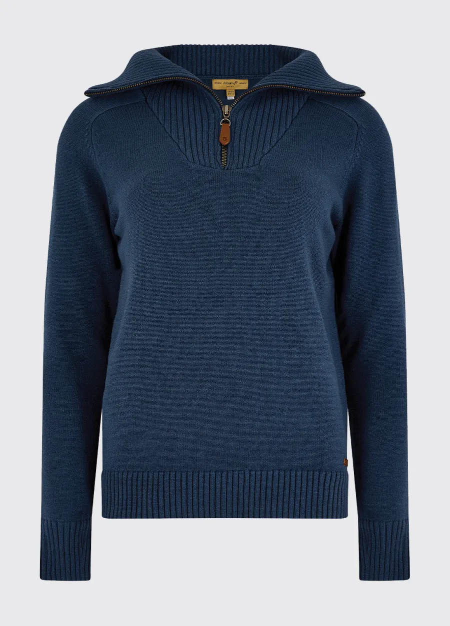 dubarry_rosmead_zip_neck__2-1.webp Women Dubarry Rosmead Zip Neck Sweater - Women's - Peacock Blue