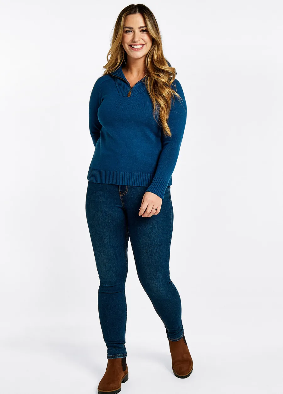 dubarry_rosmead_zip_neck__3-1.webp Women Dubarry Rosmead Zip Neck Sweater - Women's - Peacock Blue