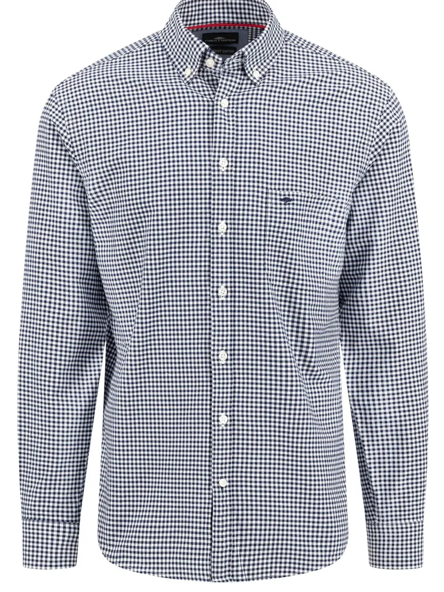 Fynch Hatton Classic Vichy Shirt - Men's Soft Cotton – Navy Gingham Ch